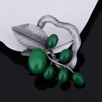 Resin Brooch, Tibetan Style, with Resin, Leaf, antique silver color plated, for woman, more colors for choice, lead & cadmium free, 65x60mm, Sold By PC