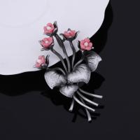Zinc Alloy Brooches with Polymer Clay Flower antique silver color plated for woman lead & cadmium free Sold By PC