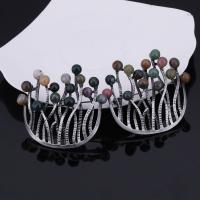 Plastic perle broche, Zinc Alloy, med ABS plastik perle & Ædelsten, antik sølv farve forgyldt, for kvinde, bly & cadmium fri, 55x55mm, Solgt af PC