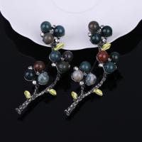 Zinc Alloy Brooches with Gemstone Branch antique silver color plated for woman & enamel & with rhinestone lead & cadmium free Sold By PC