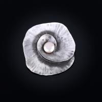 Plástico Broche Perla, aleación de zinc, con Perlas de plástico ABS, Flor, chapado en color de plata antigua, para mujer, libre de plomo & cadmio, 55x50mm, Vendido por UD