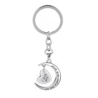 Tibetan Style Key Chain, silver color plated, Unisex & with letter pattern, 28x34mm, Sold By PC