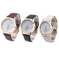 Unisex Wrist Watch PU Leather with Glass & Stainless Steel & Zinc Alloy gold color plated Life water resistant Length Approx 9.5 Inch Sold By PC