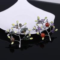 Zinc Alloy Brooches with Gemstone Branch antique silver color plated & for woman & enamel lead & cadmium free Sold By PC
