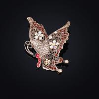 Zinc Alloy Brooches Butterfly antique gold color plated for woman & with rhinestone lead & cadmium free Sold By PC