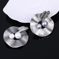 Plastic Pearl Brooch Zinc Alloy with ABS Plastic Pearl Hat antique silver color plated for woman & with rhinestone lead & cadmium free Sold By PC