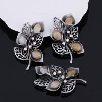 Zinc Alloy Brooches with Gemstone Leaf antique silver color plated & for woman & with rhinestone lead & cadmium free Sold By PC
