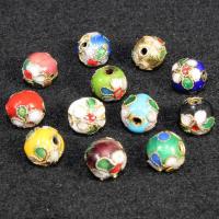 cloisonne perler, Runde, håndlavet, flere farver til valg, 8mm, Hole:Ca. 1.5mm, 100pc'er/Bag, Solgt af Bag