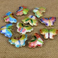 Cloisonne Beads, Butterfly, handmade, hollow, more colors for choice, 27x19mm, Hole:Approx 1.5mm, 10PCs/Bag, Sold By Bag
