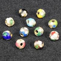 cloisonne perler, Runde, håndlavet, flere farver til valg, 6mm, Hole:Ca. 1.5mm, 100pc'er/Bag, Solgt af Bag