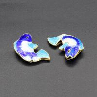 Cloisonne Beads, Fish, handmade, hollow, more colors for choice, 21x13mm, Hole:Approx 1.5mm, 10PCs/Bag, Sold By Bag