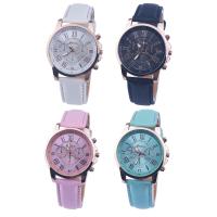 Unisex Wrist Watch PU Leather with Glass & Zinc Alloy gold color plated Life water resistant Length Approx 9 Inch Sold By PC