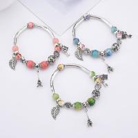 Porcelain Bracelet Zinc Alloy with Porcelain & Glass antique silver color plated for woman lead & cadmium free 10-15mm Sold Per Approx 7 Inch Strand