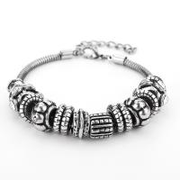 European Bracelet, Tibetan Style, with 4.5cm extender chain, antique silver color plated, for woman & with rhinestone, lead & cadmium free, 10-15mm, Sold Per Approx 7 Inch Strand