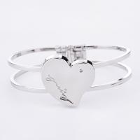 Zinc Alloy Bangle Heart platinum color plated for woman lead & cadmium free 70mm Length Approx 7 Inch Sold By PC