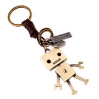 Key Chain, Cink Alloy, s Koža, Robot, antička brončana boja pozlaćen, dovesti i kadmija besplatno, 130x30mm,60x25mm, Prodano By PC