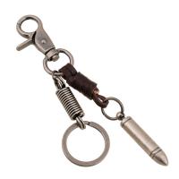 Bag Purse Charms Keyrings Keychains Zinc Alloy with Leather Bullet antique silver color plated lead & cadmium free  Sold By PC