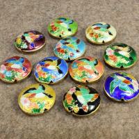 Cloisonne Beads, Flat Round, handmade, more colors for choice, 19x19mm, Hole:Approx 1.5mm, 10PCs/Bag, Sold By Bag