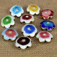 Cloisonne Beads, Flower, handmade, with rhinestone & hollow, more colors for choice, 19x19mm, Hole:Approx 1.5mm, 10PCs/Bag, Sold By Bag