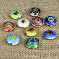 Cloisonne Beads, Flat Round, handmade, more colors for choice, 13x13mm, Hole:Approx 1.5mm, 10PCs/Bag, Sold By Bag