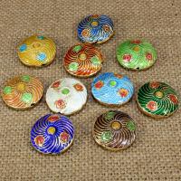 Cloisonne Beads, Flat Round, handmade, more colors for choice, 20x20mm, Hole:Approx 1.5mm, 10PCs/Bag, Sold By Bag