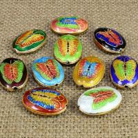 Cloisonne Beads, Flat Oval, handmade, more colors for choice, 20x15mm, Hole:Approx 1.5mm, 10PCs/Bag, Sold By Bag