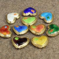 Cloisonne Perlen, Cloisonné, Herz, handgemacht, keine, 18x15mm, Bohrung:ca. 1.5mm, 10PCs/Tasche, verkauft von Tasche