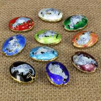 Cloisonne Beads, Flat Oval, handmade, more colors for choice, 20x14mm, Hole:Approx 1.5mm, 10PCs/Bag, Sold By Bag