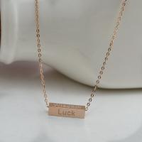 Stainless Steel Jewelry Necklace with 2.5Inch extender chain Rectangle rose gold color plated oval chain & with letter pattern & for woman Sold Per Approx 15.5 Inch Strand