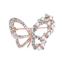 Zinc Alloy Brooches Butterfly gold color plated for woman & with rhinestone lead & cadmium free Sold By PC