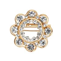 Zinc Alloy Brooches Flower gold color plated for woman & with rhinestone lead & cadmium free Sold By PC