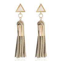 Fashion Fringe Earrings Velveteen Cord with Resin Rhinestone & Zinc Alloy stainless steel post pin gold color plated for woman lead & cadmium free 70mm Sold By Pair