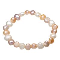 Bracelet en perles de culture d'eau douce, perle d'eau douce cultivée, Baroque, naturel, pour femme, couleurs mélangées, 8-9mm, Vendu par Environ 7.5 pouce brin
