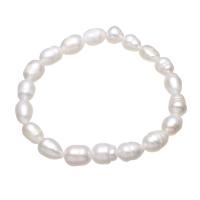 Bracelet en perles de culture d'eau douce, perle d'eau douce cultivée, riz, naturel, pour femme, blanc, 8-9mm, Vendu par Environ 7.5 pouce brin