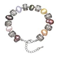 Freshwater Cultured Pearl Bracelet, Freshwater Pearl, with Glass Seed Beads & Tibetan Style, antique silver color plated, for woman, 8-9mm, Sold Per Approx 7 Inch Strand