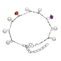 Freshwater Cultured Pearl Bracelet Freshwater Pearl with aluminum flower ornament & Brass Potato platinum color plated for woman white 5-6mm Sold Per Approx 7 Inch Strand