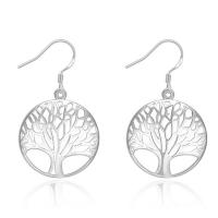 Tree Of Life Jewelry Earrings, Tibetan Style, with Velvet box, iron earring hook, silver color plated, tree of life design, lead & cadmium free, 20-30mm, Sold By Box