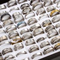 El anillo de dedo unisex, acero inoxidable, chapado, con el patrón de la letra & mixto, 4x18-11x24mm, tamaño:5.5-10, 100PCs/Bolsa, Vendido por Bolsa