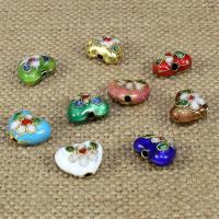 Cloisonne Pärlor, Hjärta, handgjord, fler färger för val, 13x12mm, Hål:Ca 1.5mm, 10PC/Bag, Säljs av Bag