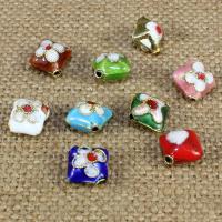 Cloisonne Beads, Rhombus, handmade, more colors for choice, 11x11mm, Hole:Approx 1.5mm, 100PCs/Bag, Sold By Bag