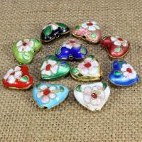 Cloisonne Beads, Heart, handmade, more colors for choice, 16x15mm, Hole:Approx 1.5mm, 10PCs/Bag, Sold By Bag