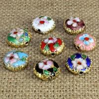 Cloisonne Beads, Flat Round, handmade, more colors for choice, 12x12mm, Hole:Approx 1.5mm, 30PCs/Bag, Sold By Bag