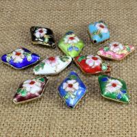 Cloisonne Beads, Rhombus, handmade, more colors for choice, 20x14mm, Hole:Approx 1.5mm, 10PCs/Bag, Sold By Bag