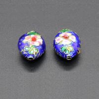 Cloisonne Beads, Flat Oval, handmade, more colors for choice, 21x15mm, Hole:Approx 1.5mm, 10PCs/Bag, Sold By Bag