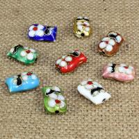 Cloisonne Pärlor, Owl, handgjord, fler färger för val, 14x10mm, Hål:Ca 1.5mm, 10PC/Bag, Säljs av Bag