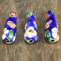 Cloisonne Beads, handmade, blue, 30x10mm, Hole:Approx 1.5mm, 10PCs/Bag, Sold By Bag
