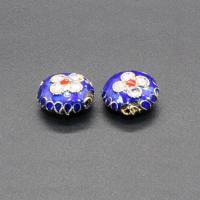 Cloisonne Beads, Flat Round, handmade, blue, 11mm, Hole:Approx 1.5mm, 10PCs/Bag, Sold By Bag