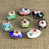 Cloisonne Beads, Flat Oval, handmade, more colors for choice, 13x9mm, Hole:Approx 1.5mm, 10PCs/Bag, Sold By Bag