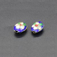 Cloisonne Beads, Flat Oval, handmade, more colors for choice, 12x9mm, Hole:Approx 1.5mm, 10PCs/Bag, Sold By Bag