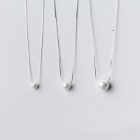 Серебряное ожерелье, Серебро 925 пробы, с Shell Pearl, разный размер для выбора & Цепной ящик & Женский, Продан через Приблизительно 16.5 дюймовый Strand